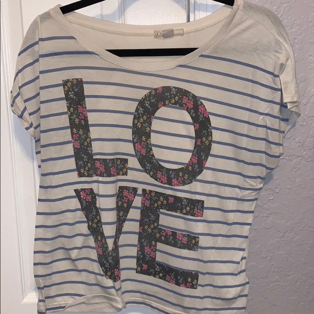 Forever 21 Love striped & Floral Flowy Tee size S